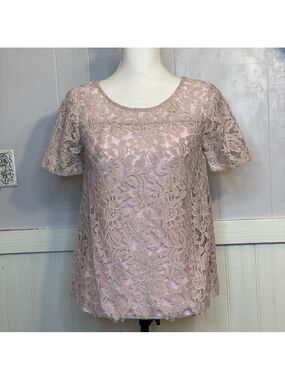 lilac lace top with matching undershirt • LOFT